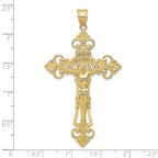 FJC Finejewelers 10 kt Yellow Gold INRI Fleur De Lis Crucifix Charm 66 x 36 mm