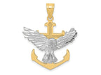 FJC Finejewelers 10 kt Two Tone Gold Two-tone Mariners Cross with Eagle Charm 35 x 28 mm