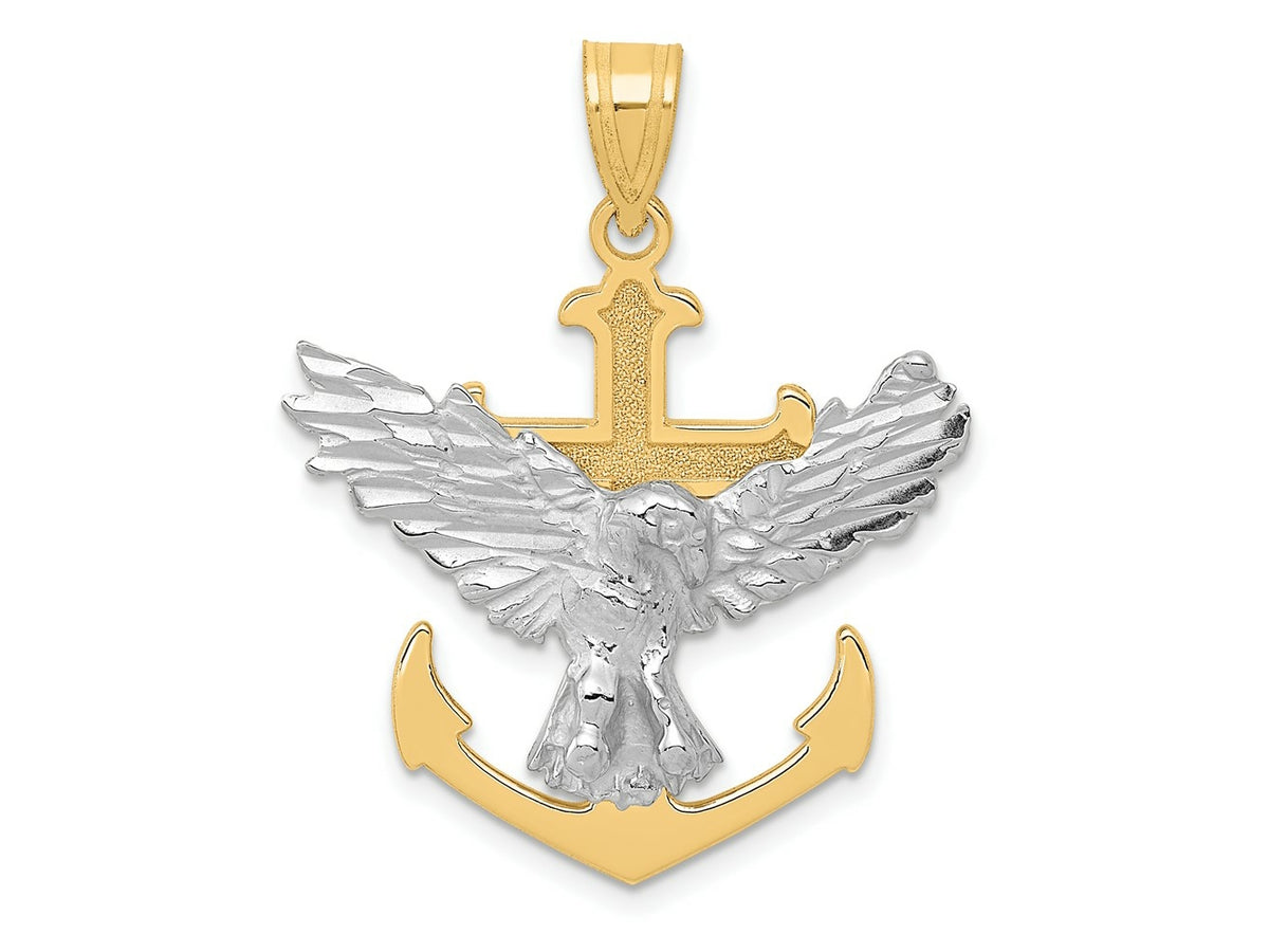FJC Finejewelers 10 kt Two Tone Gold Two-tone Mariners Cross with Eagle Charm 35 x 28 mm