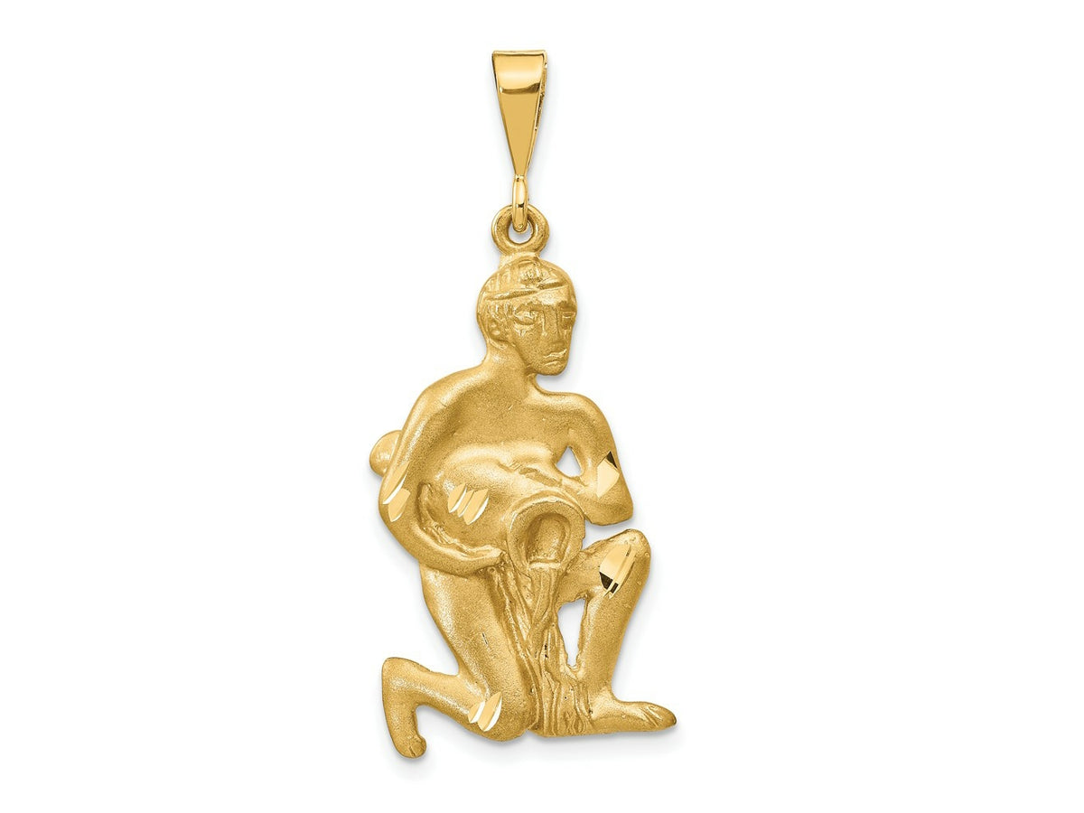 FJC Finejewelers 10 kt Yellow Gold Satin Aquarius Zodiac Charm 40 x 15 mm