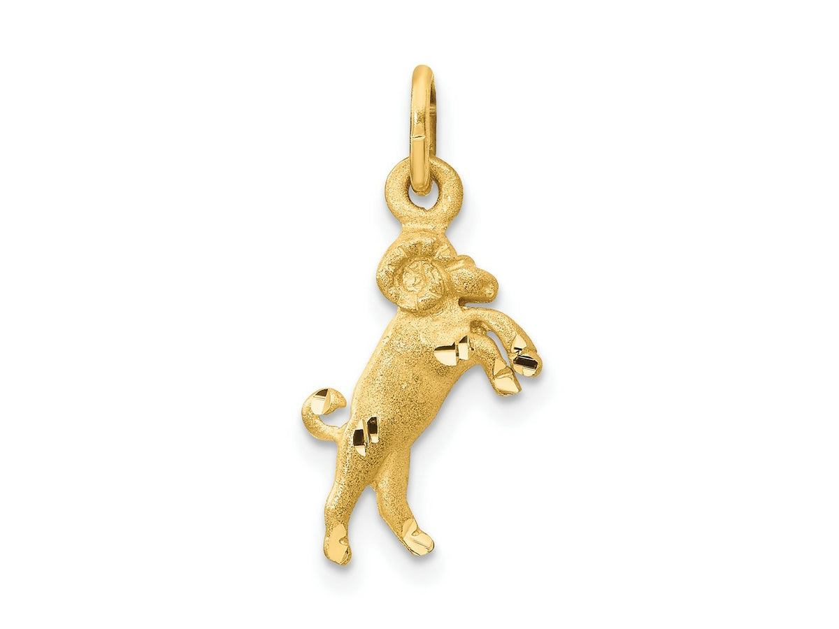 FJC Finejewelers 10 kt Yellow Gold Satin Aries Zodiac Charm 20 x 8 mm