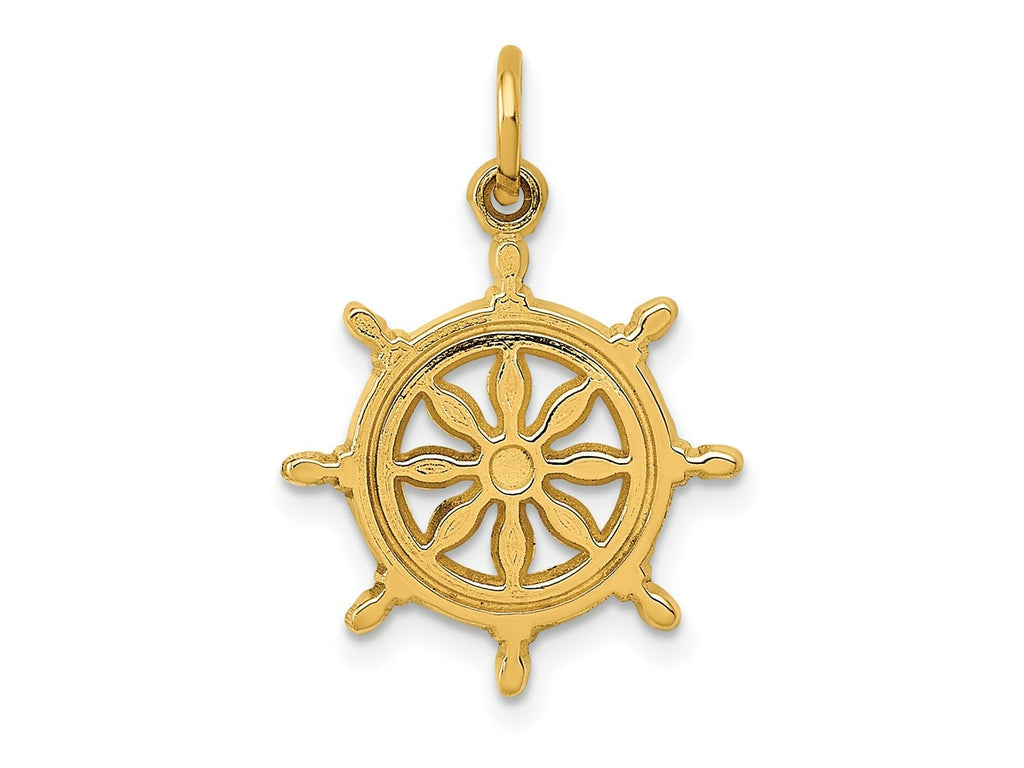 FJC Finejewelers 10 kt Yellow Gold Ships Wheel Charm 24 x 16 mm