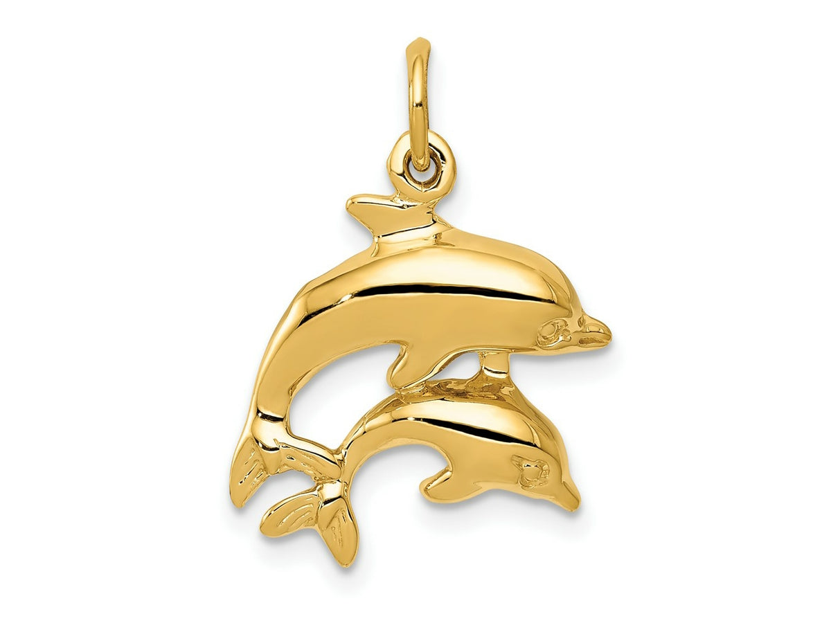 FJC Finejewelers 10 kt Yellow Gold Dolphin Charm 22 x 17 mm