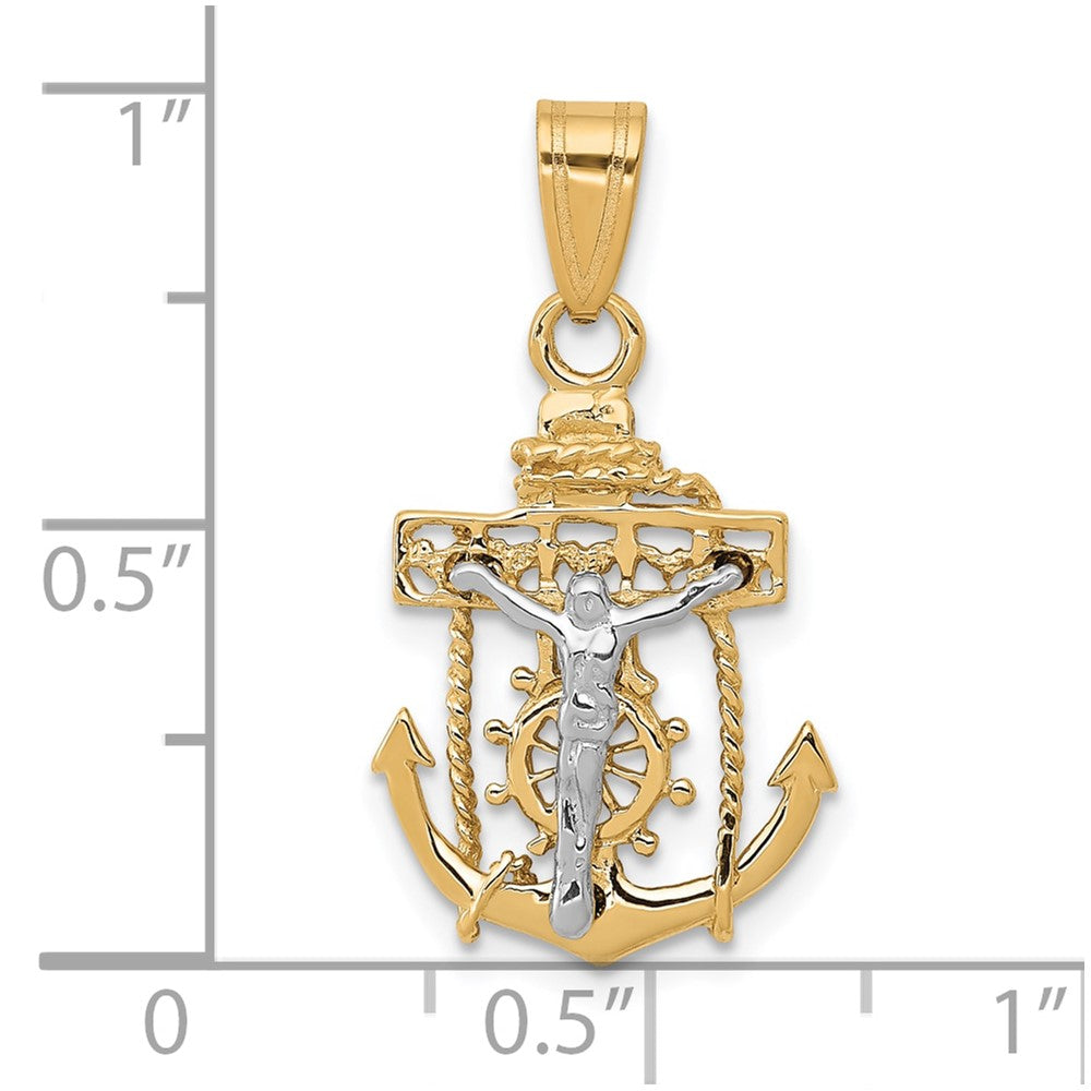 FJC Finejewelers 10 kt Two Tone Gold Mariners Cross Charm 25 x 15 mm