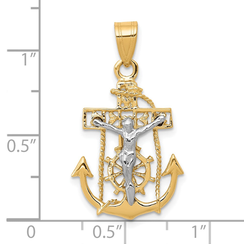 FJC Finejewelers 10 kt Two Tone Gold Mariners Cross Charm 29 x 17 mm