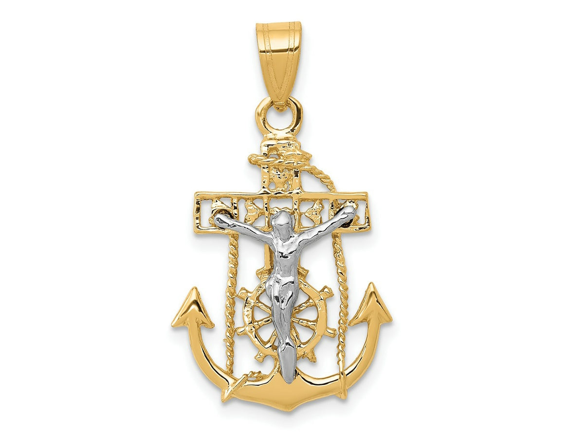 FJC Finejewelers 10 kt Two Tone Gold Mariners Cross Charm 29 x 17 mm