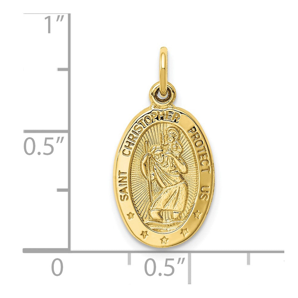 FJC Finejewelers 10 kt Yellow Gold Saint Christopher Medal Charm 24 x 10 mm