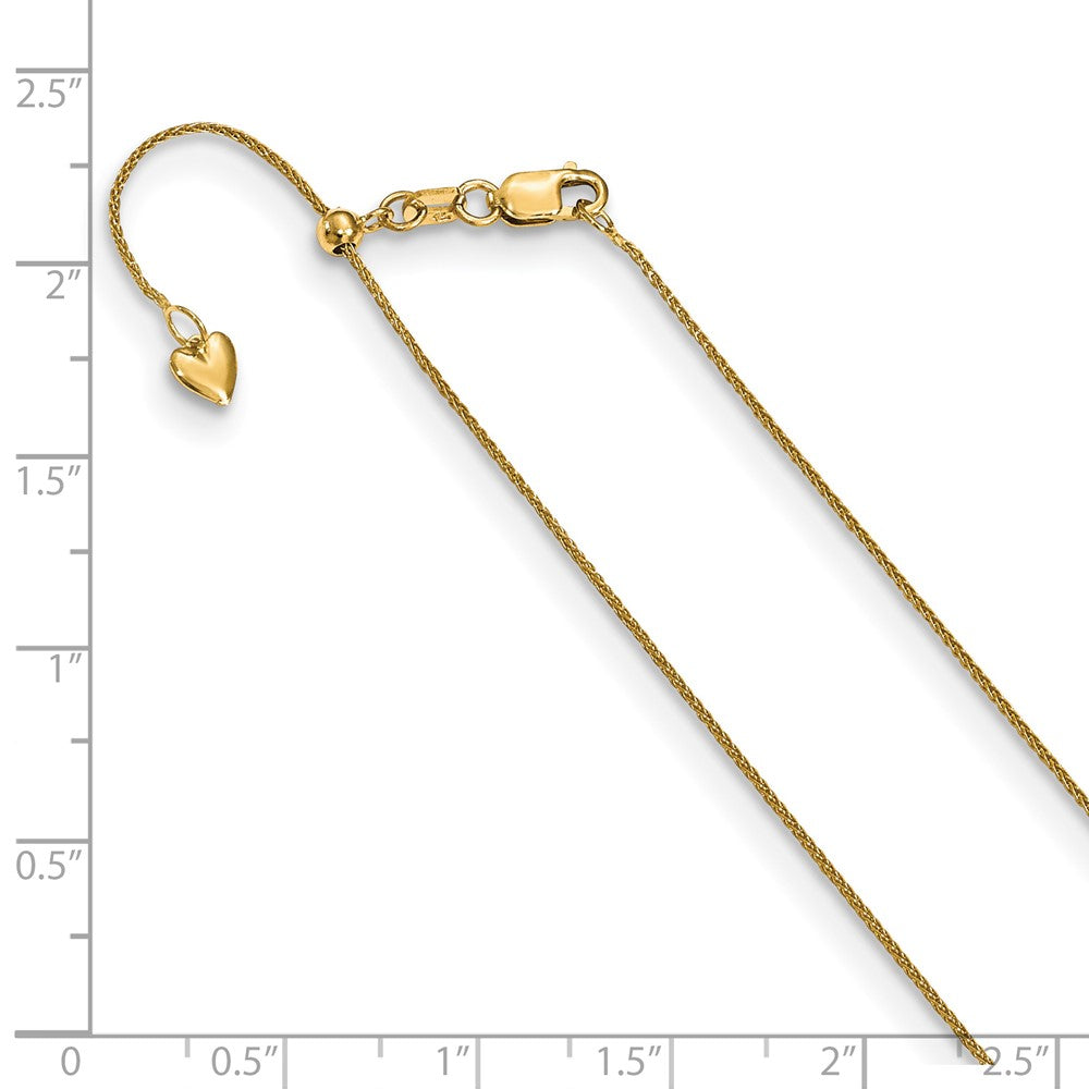 FJC Finejewelers 14 kt Yellow Gold Spiga Adjustable .85mm Wheat Chain 26 Inches x 1.35 mm