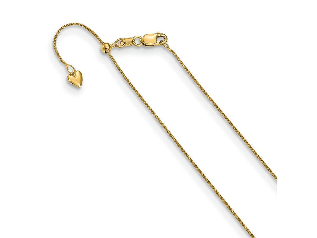 FJC Finejewelers 14 kt Yellow Gold Spiga Adjustable .85mm Wheat Chain 26 Inches x 1.35 mm