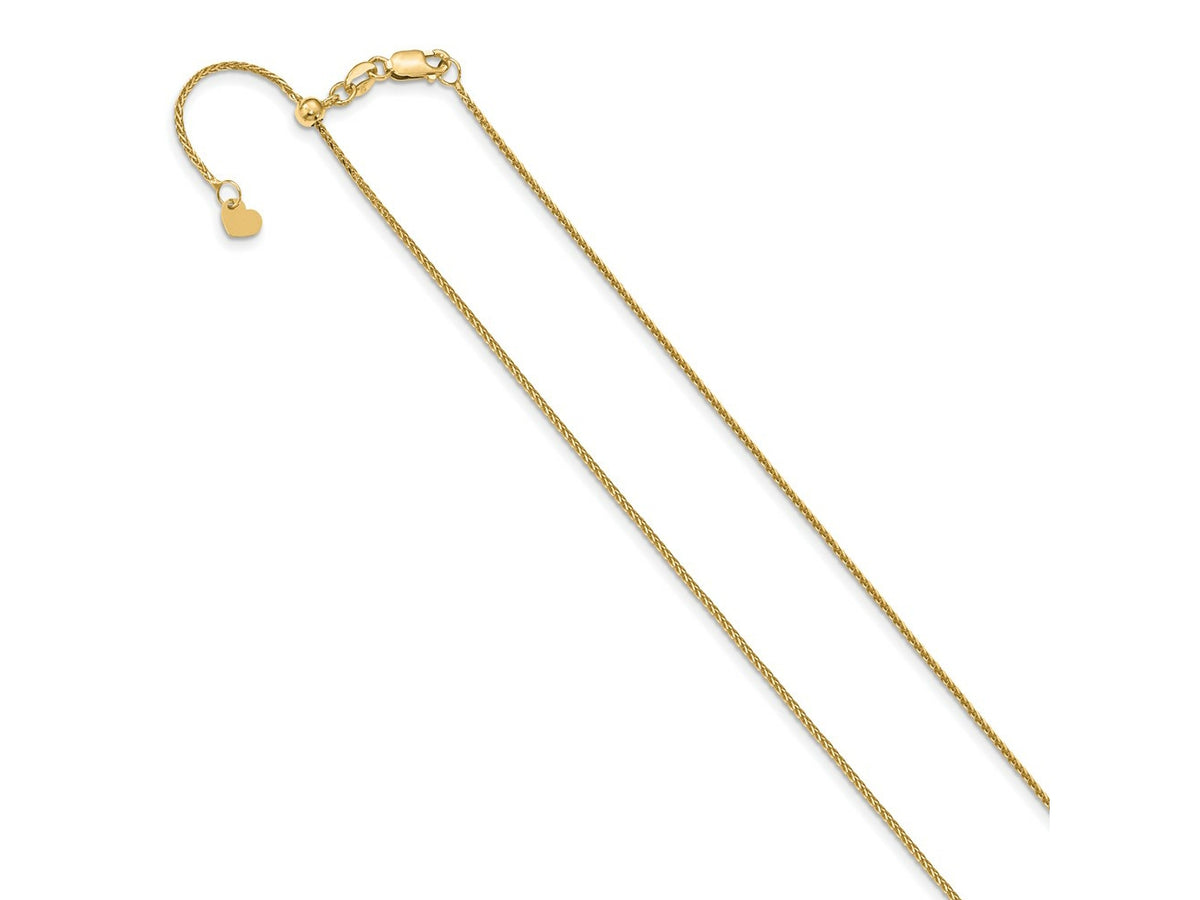 FJC Finejewelers 14 kt Yellow Gold Spiga Adjustable Bright Cut Wheat Chain 30 Inches x 0.95 mm