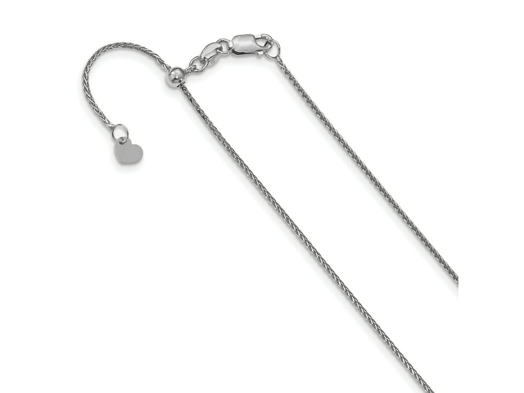 FJC Finejewelers 14 kt White Gold Bright Cut Spiga Adjustable Wheat Chain Lobster Clasp 26 Inches x 0.95 mm