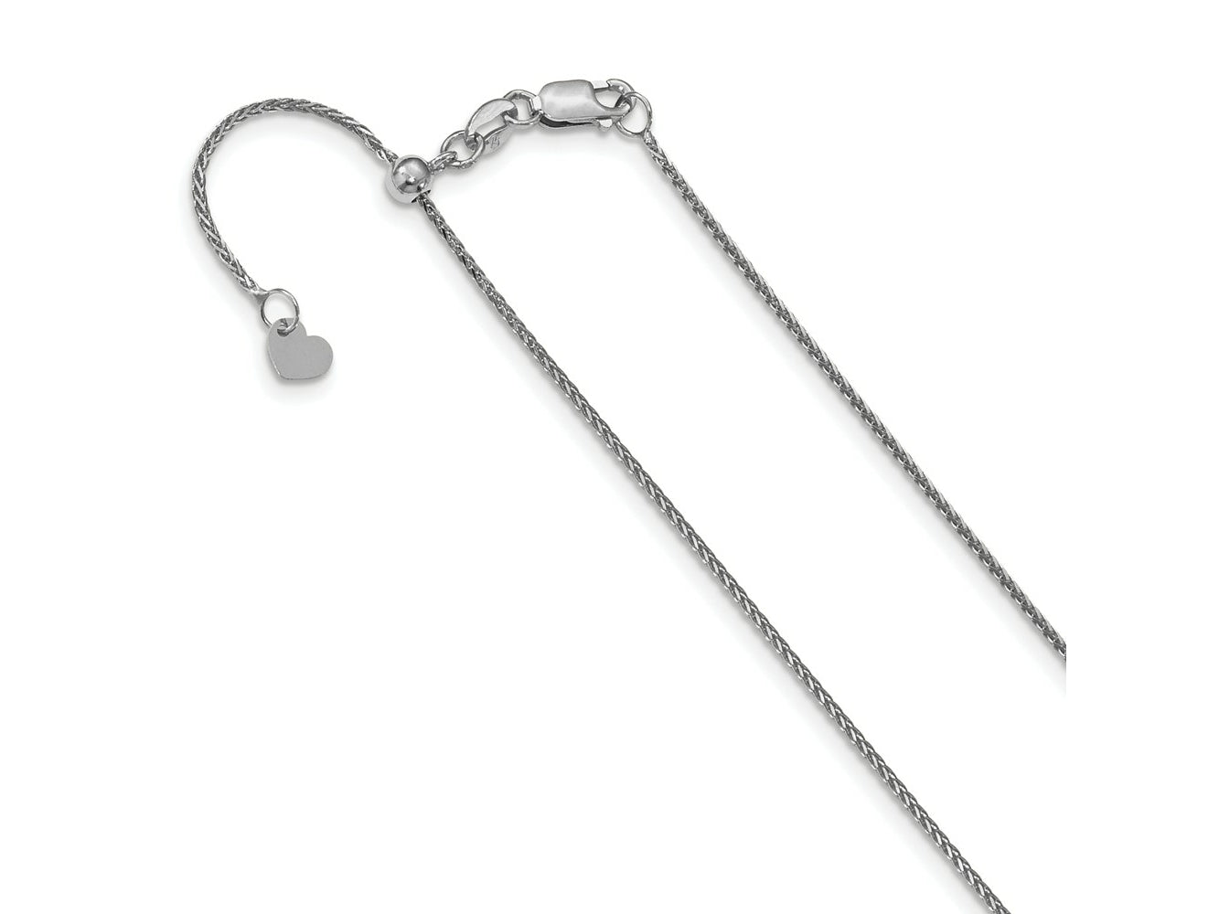 FJC Finejewelers 14 kt White Gold Bright Cut Spiga Adjustable Wheat Chain Lobster Clasp 26 Inches x 0.95 mm