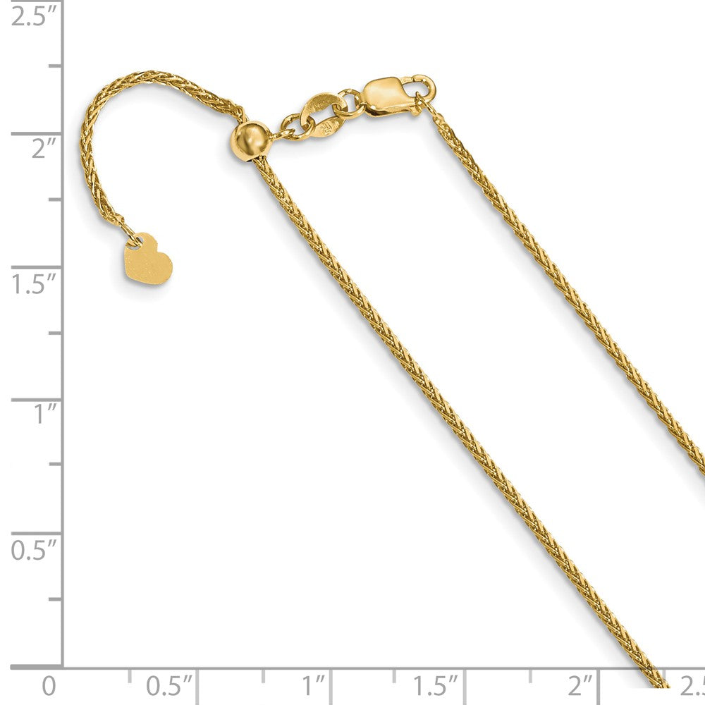 FJC Finejewelers 14 kt Yellow Gold Spiga Adjustable Bright Cut Wheat Chain 26 Inches x 1.2 mm