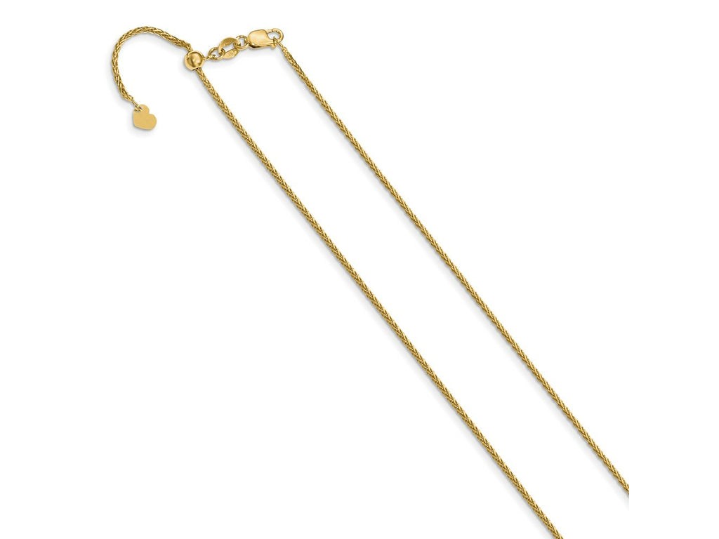 FJC Finejewelers 14 kt Yellow Gold Spiga Adjustable Bright Cut Wheat Chain 26 Inches x 1.2 mm