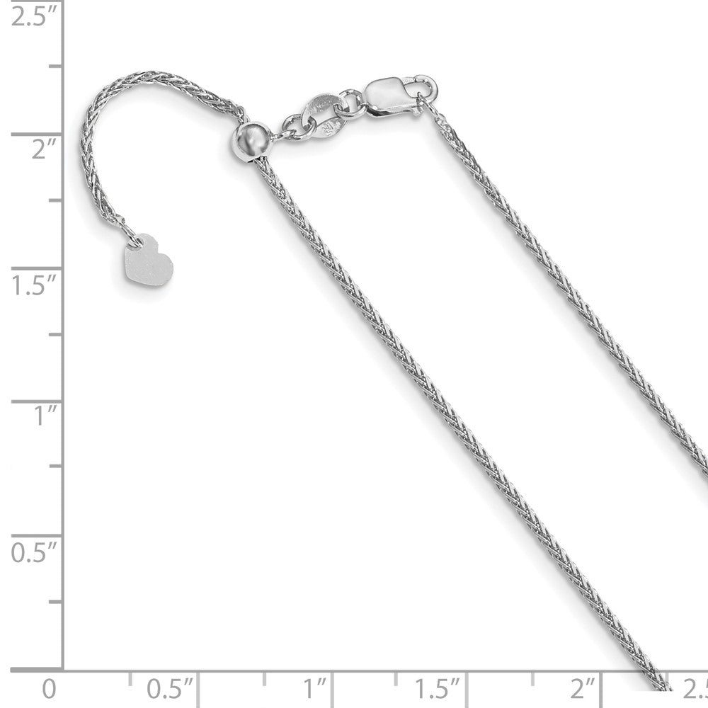 FJC Finejewelers 14 kt White Gold Bright Cut Spiga Adjustable Wheat Chain Lobster Clasp 26 Inches x 1.2 mm