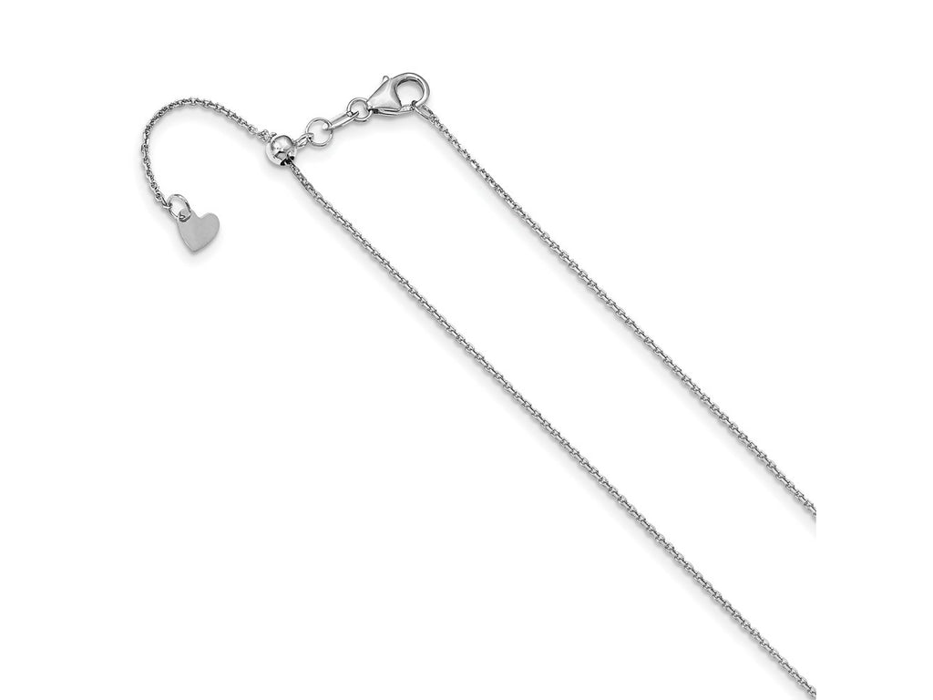 FJC Finejewelers 14 kt White Gold Adjustable Bright Cut Cable Chain 22 Inches x 1.1 mm