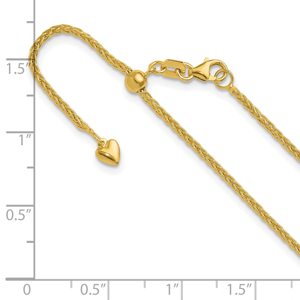 FJC Finejewelers 14 kt Yellow Gold Spiga Adjustable Wheat Chain 22 Inches x 1.5 mm