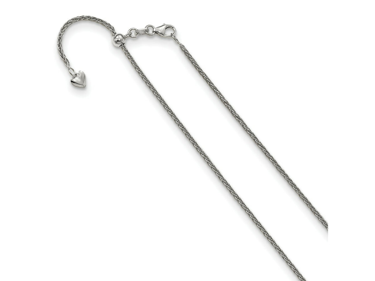 FJC Finejewelers 14 kt White Gold Spiga Adjustable Wheat Chain 22 Inches x 1.5 mm