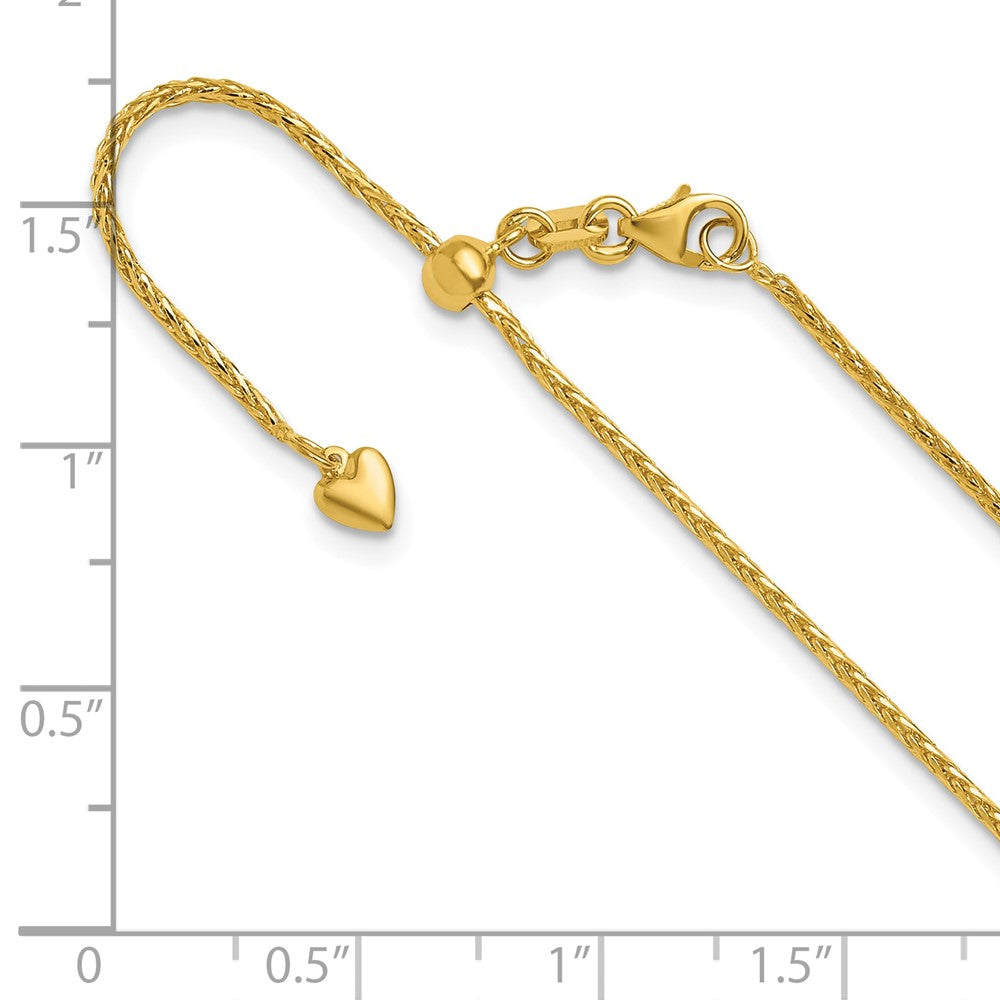 FJC Finejewelers 14 kt Yellow Gold Spiga Adjustable Bright Cut Wheat Chain 22 Inches x 1.3 mm