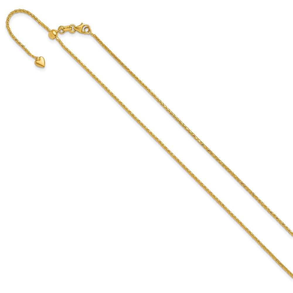 FJC Finejewelers 14 kt Yellow Gold Spiga Adjustable Bright Cut Wheat Chain 22 Inches x 1.3 mm