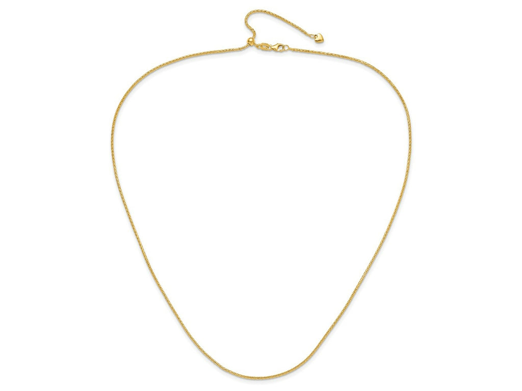 FJC Finejewelers 14 kt Yellow Gold Spiga Adjustable Bright Cut Wheat Chain 22 Inches x 1.3 mm