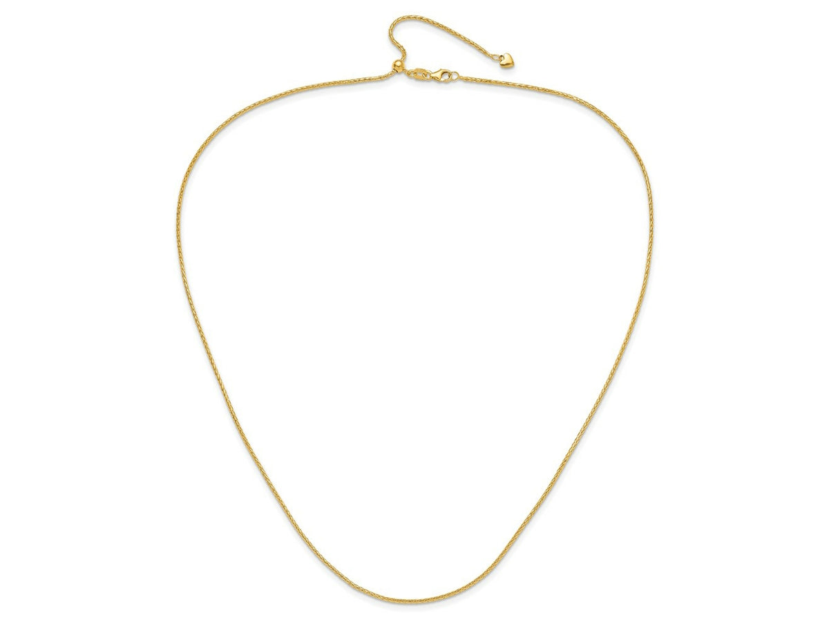 FJC Finejewelers 14 kt Yellow Gold Spiga Adjustable Bright Cut Wheat Chain 22 Inches x 1.3 mm