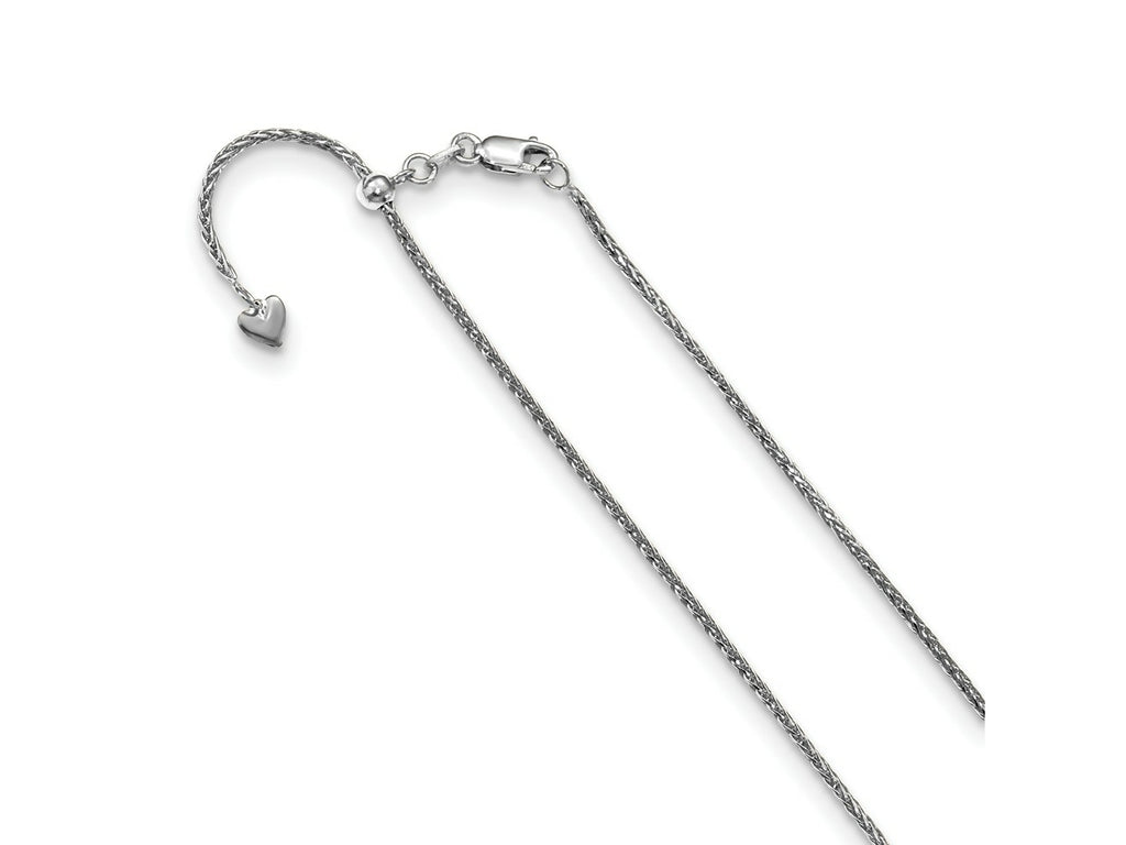 FJC Finejewelers 14 kt White Gold Spiga Adjustable Bright Cut Wheat Chain 22 Inches x 1.3 mm