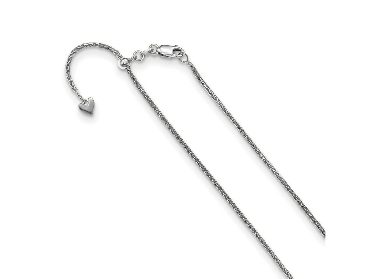 FJC Finejewelers 14 kt White Gold Spiga Adjustable Bright Cut Wheat Chain 22 Inches x 1.3 mm
