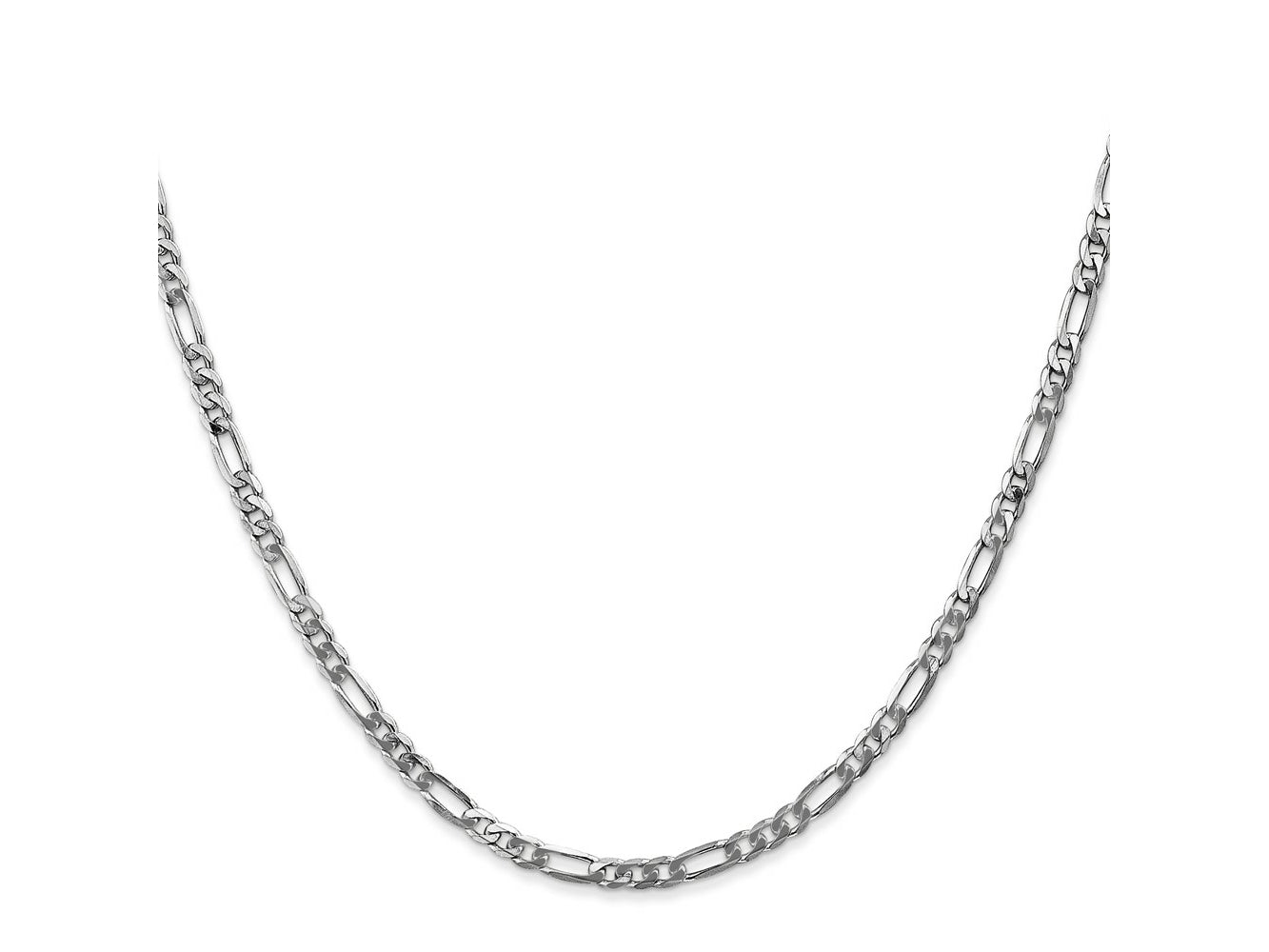 FJC Finejewelers 14 kt White Gold Flat Figaro Chain 24 Inches x 3 mm