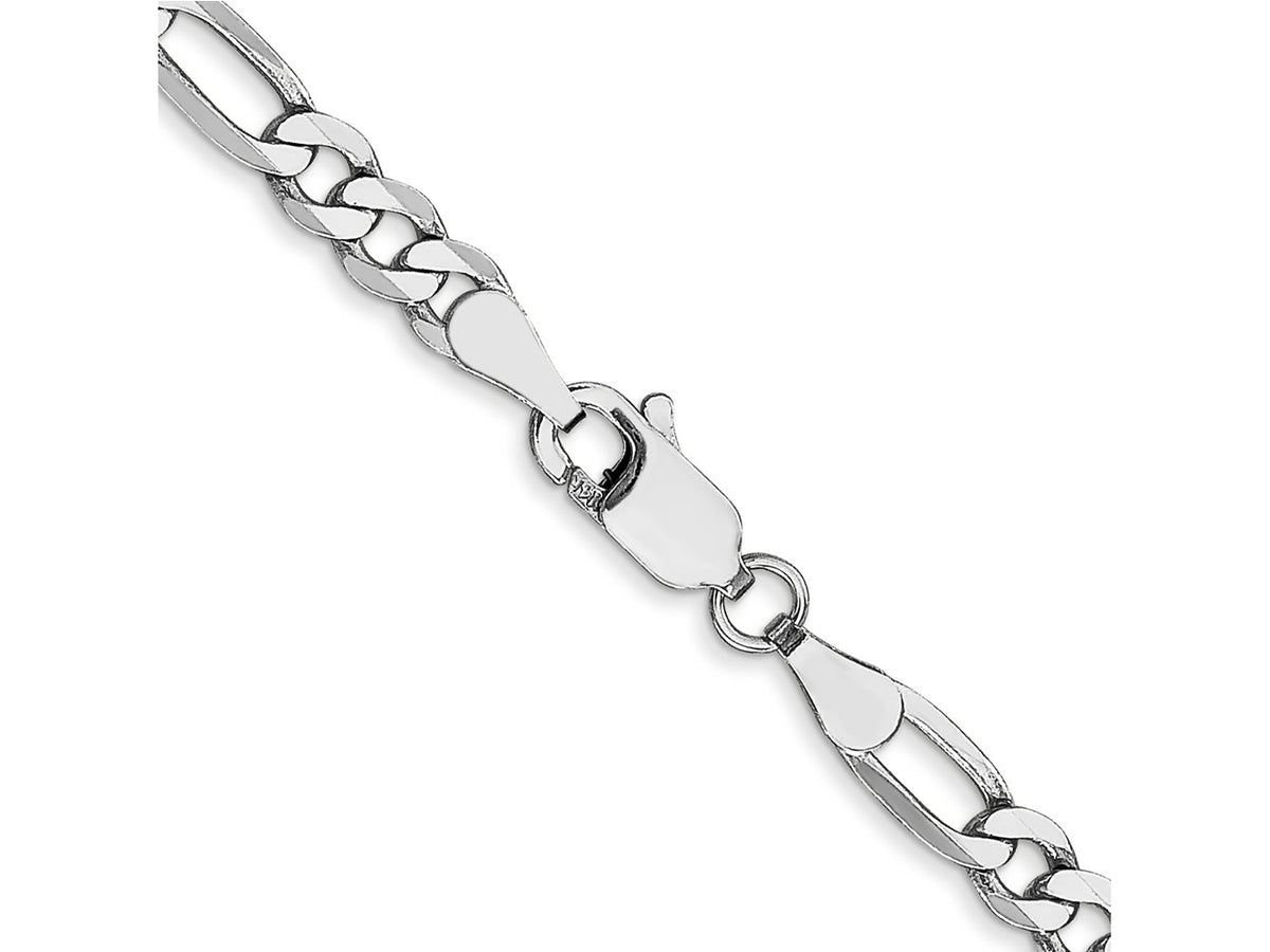 FJC Finejewelers 14 kt White Gold Flat Figaro Chain Bracelet 8 Inches x 4 mm