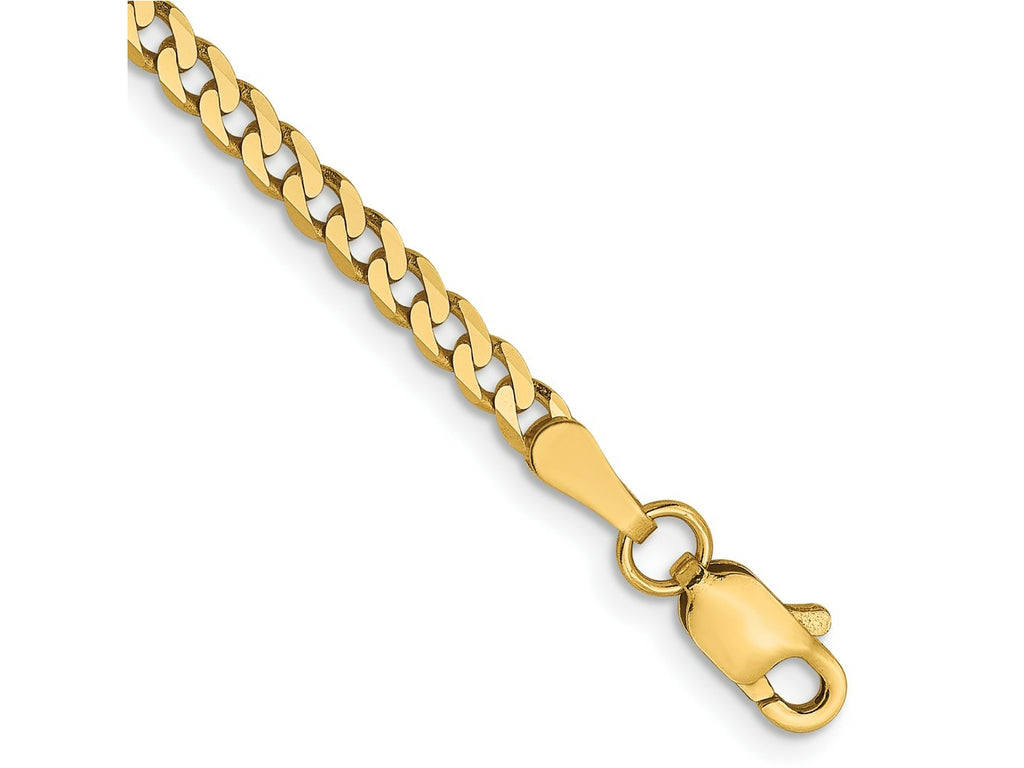 FJC Finejewelers 14 kt Yellow Gold Flat Beveled Curb Chain Bracelet 7 Inches x 2.3 mm