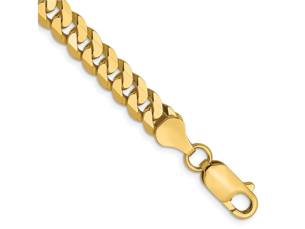 FJC Finejewelers 14 kt Yellow Gold Flat Beveled Curb Chain Bracelet 7 Inches x 6.1 mm