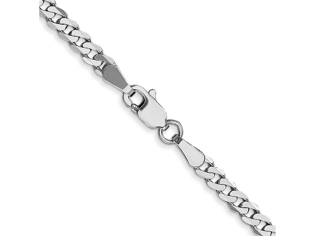 FJC Finejewelers 14 kt White Gold Flat Beveled Curb Chain 18 Inches x 2.9 mm