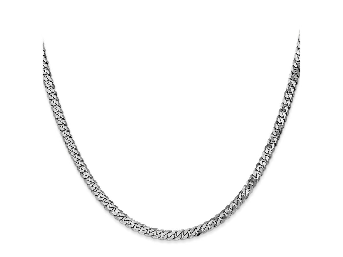 FJC Finejewelers 14 kt White Gold Flat Beveled Curb Chain 18 Inches x 3.9 mm