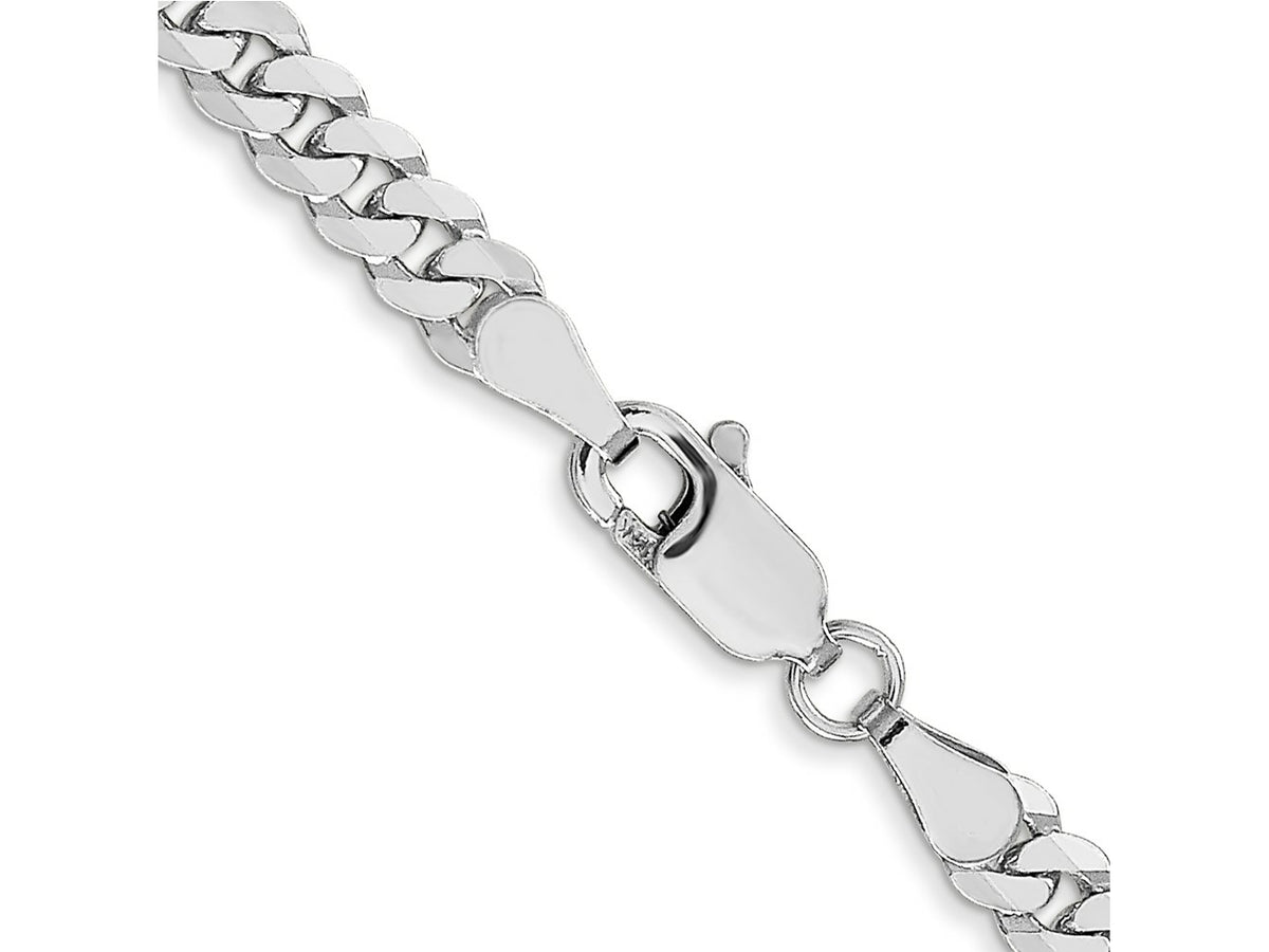 FJC Finejewelers 14 kt White Gold Flat Beveled Curb Chain Bracelet 7 Inches x 3.9 mm