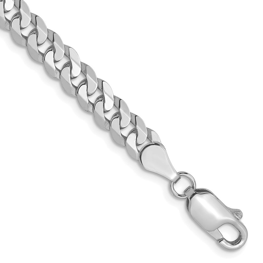 FJC Finejewelers 14 kt White Gold Flat Beveled Curb Chain Bracelet 7 Inches x 4.5 mm