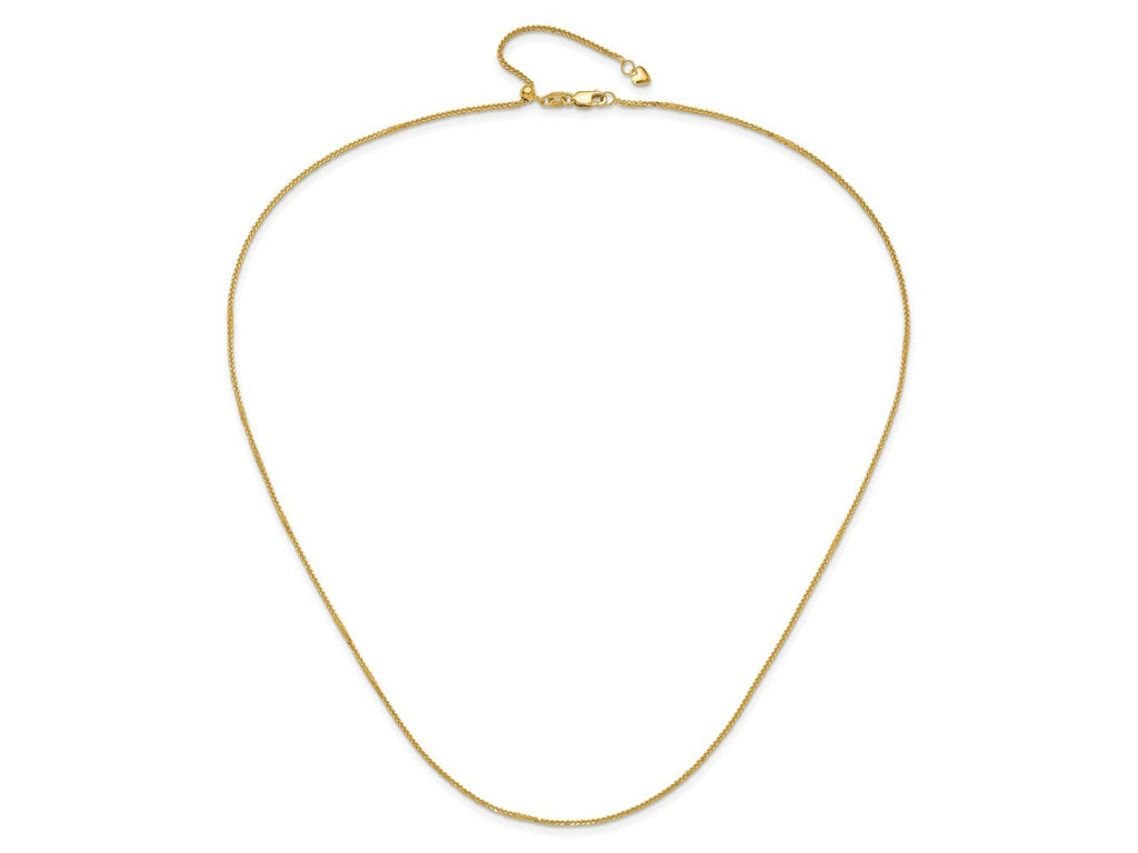 FJC Finejewelers 14 kt Yellow Gold Spiga Adjustable Quadra Wheat Chain 22 Inches x 1 mm