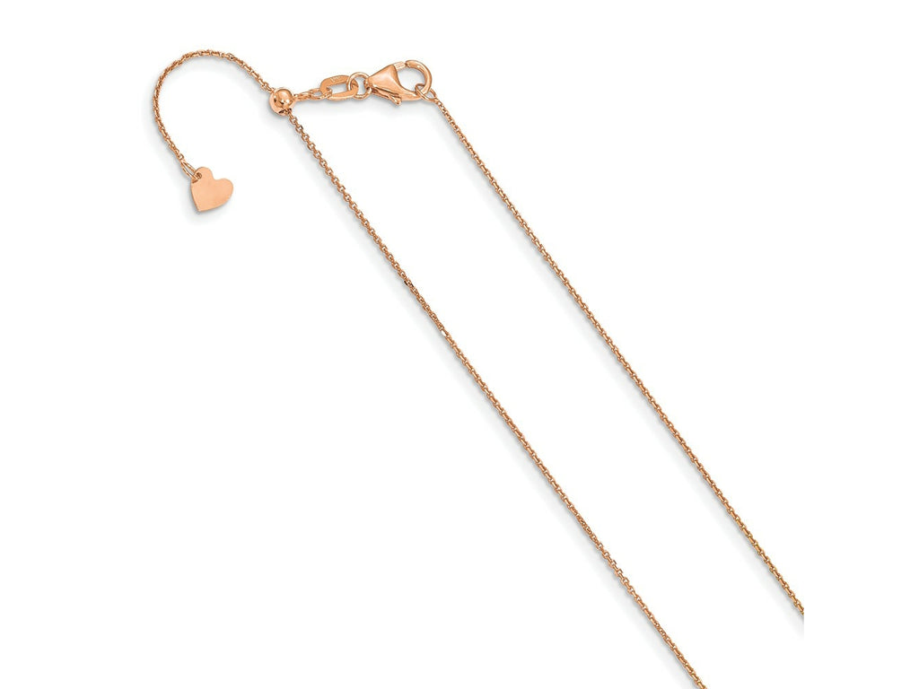 FJC Finejewelers 14 kt Rose Gold Bright Cut Adjustable 1mm Cable Chain 22 Inches x 1 mm
