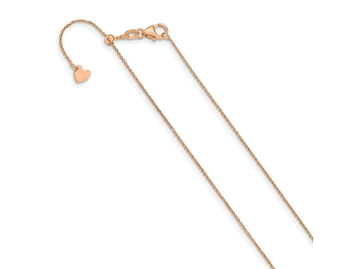 FJC Finejewelers 14 kt Rose Gold Bright Cut Adjustable 1mm Cable Chain 22 Inches x 1 mm