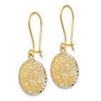 FJC Finejewelers 14 kt Two Tone Gold Bright Cut Two-tone Filigree Dangle Earrings 31 mm x 15 mm