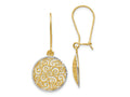 FJC Finejewelers 14 kt Two Tone Gold Bright Cut Two-tone Filigree Dangle Earrings 31 mm x 15 mm