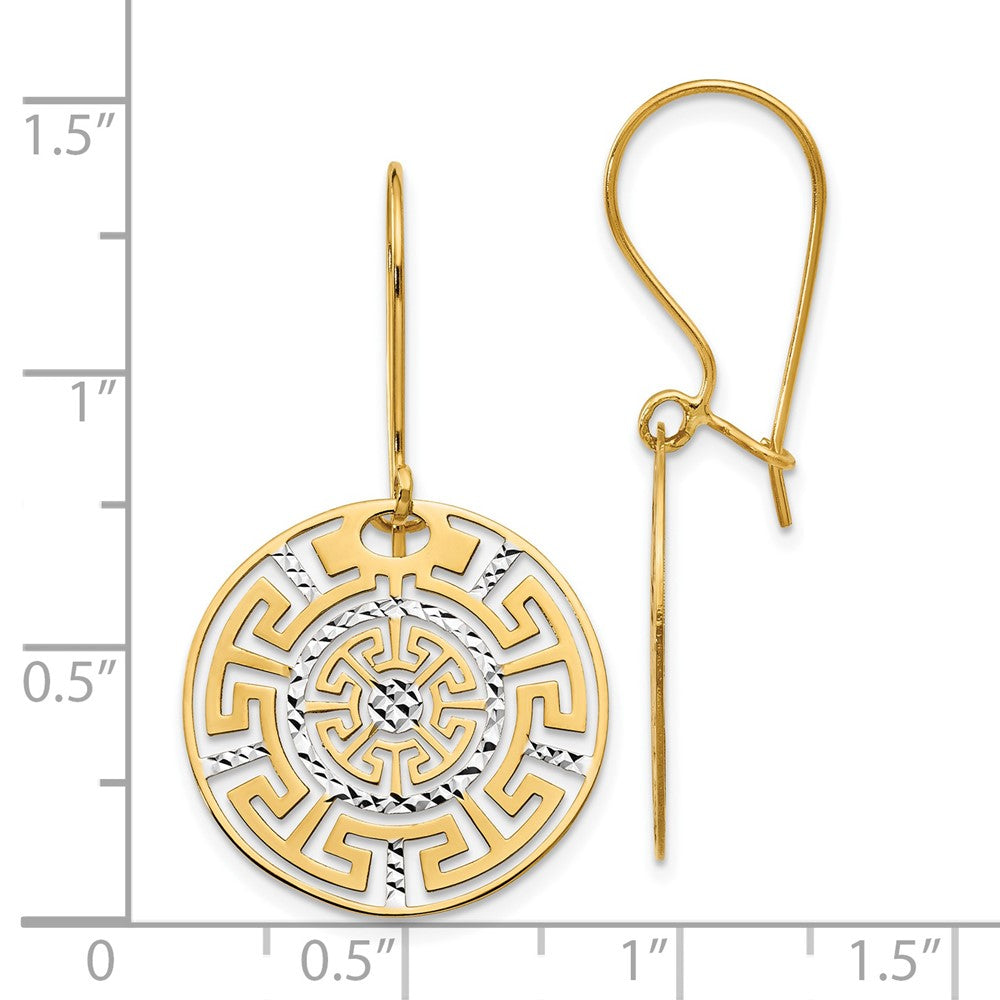 FJC Finejewelers 14 kt Two Tone Gold Two-tone Greek Key Dangle Earrings 34 mm x 19 mm
