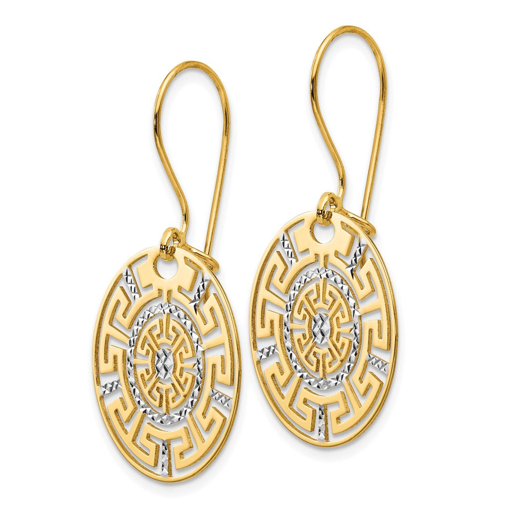 FJC Finejewelers 14 kt Two Tone Gold Two-tone Greek Key Dangle Earrings 34 mm x 19 mm
