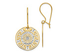 FJC Finejewelers 14 kt Two Tone Gold Two-tone Greek Key Dangle Earrings 34 mm x 19 mm
