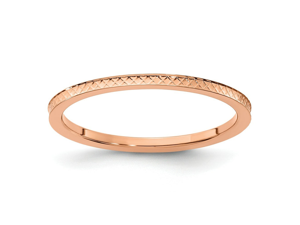 FJC Finejewelers 10 kt Rose Gold 1.2mm Criss-Cross Pattern stackable Band Ring