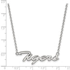 LogoArt 10 kt White Gold Clemson University Tigers Script Pendant Necklace