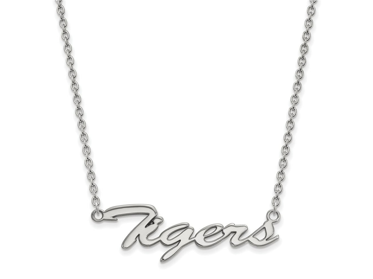 LogoArt 10 kt White Gold Clemson University Tigers Script Pendant Necklace