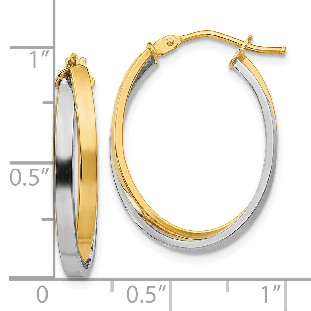 FJC Finejewelers 14 kt Two Tone Gold Two-tone Polished Hinged Hoop Earrings 23 mm x 18 mm