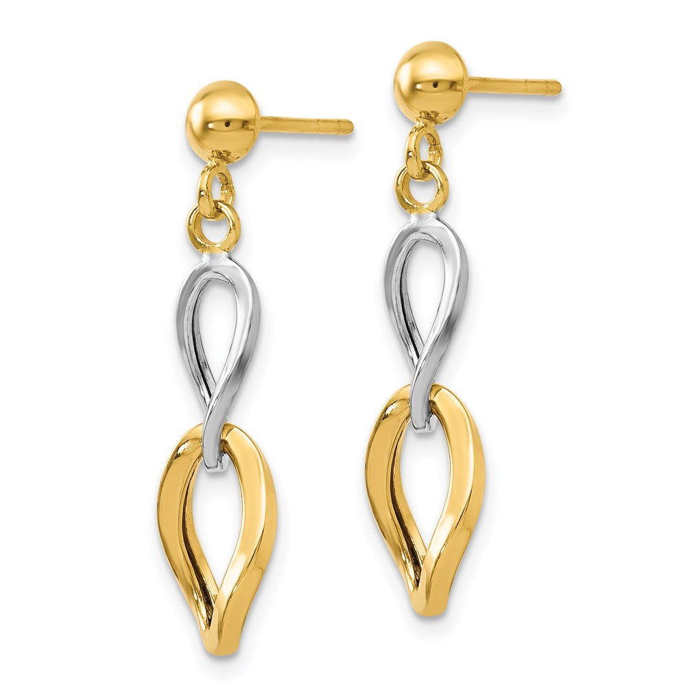 FJC Finejewelers 14 kt Two Tone Gold Two-tone Polished Post Dangle Earrings 25 mm x 6 mm