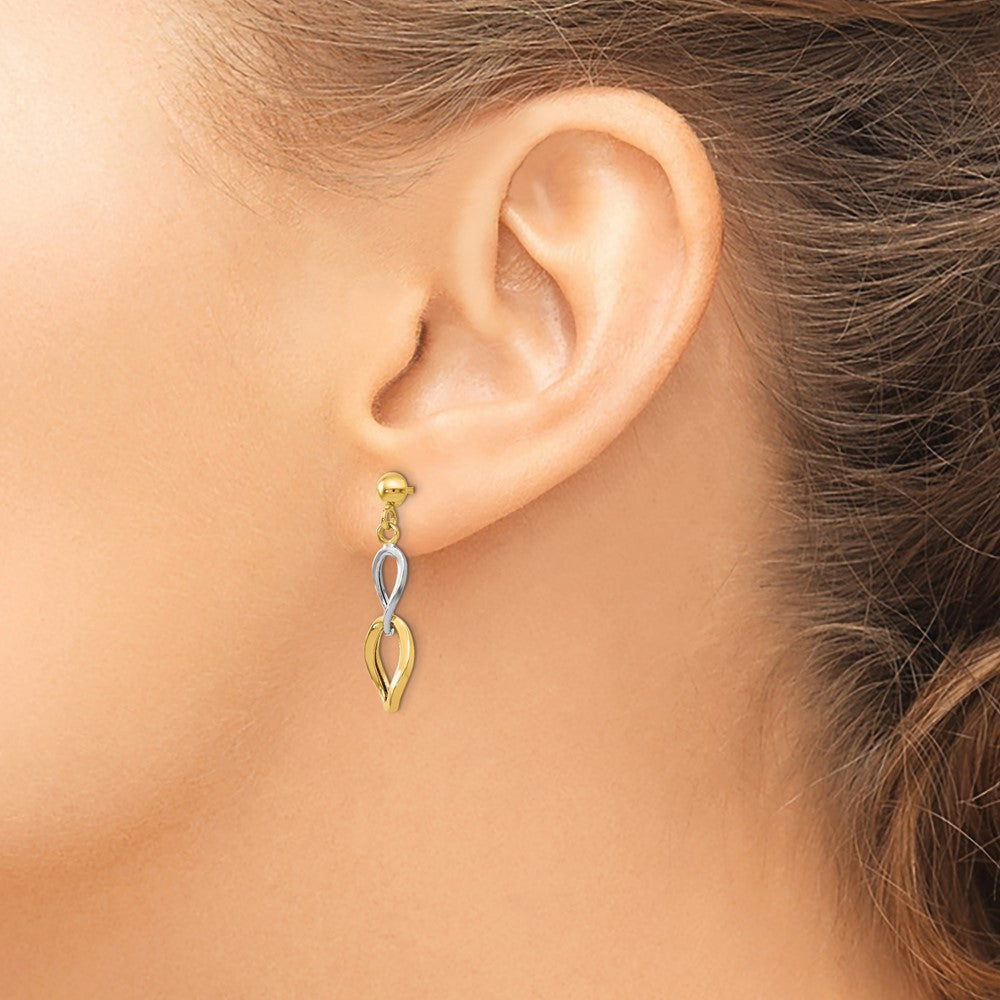 FJC Finejewelers 14 kt Two Tone Gold Two-tone Polished Post Dangle Earrings 25 mm x 6 mm